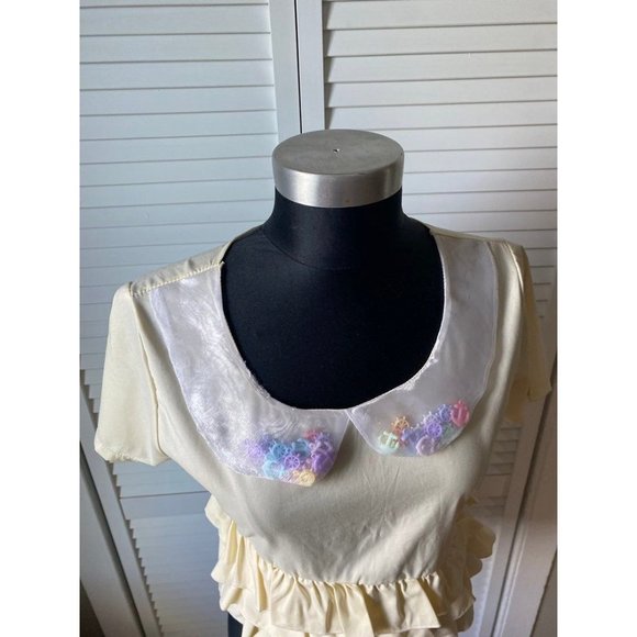 Romantic Standard Ruffle Drindl Peter Pan Top Toy Encapsulated Collar Tokyo M - Picture 2 of 12